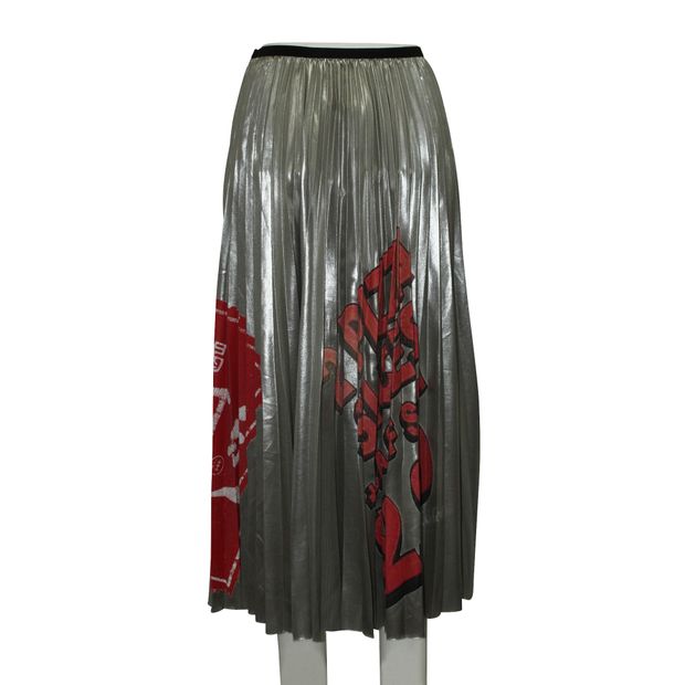 MARC JACOBS Silver Pleated Midi Skirt
