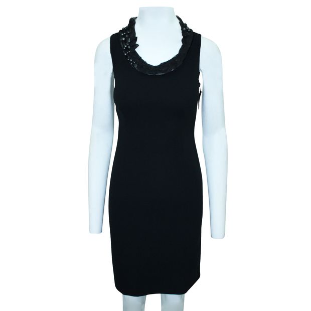 MOSCHINO Black Shift Dress with Faux Pearls