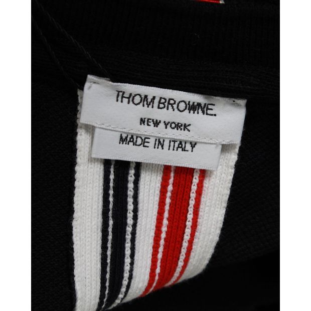 Thom Browne RWB Back Stripe Relax Fit Tee in Navy Cotton