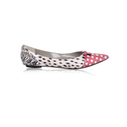 MARC JACOBS Pink Snakeskin Embossed Leather Pointed-Toe Flats