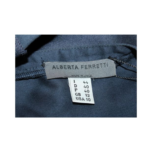 Alberta Ferretti Navy Blue Pant Set With Cream Stitching