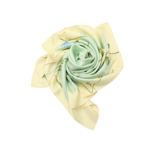 Floral Green Square Silk Scarf