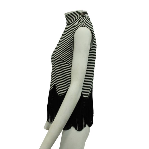 Marc Jacobs Black And White Striped Top With Fringes