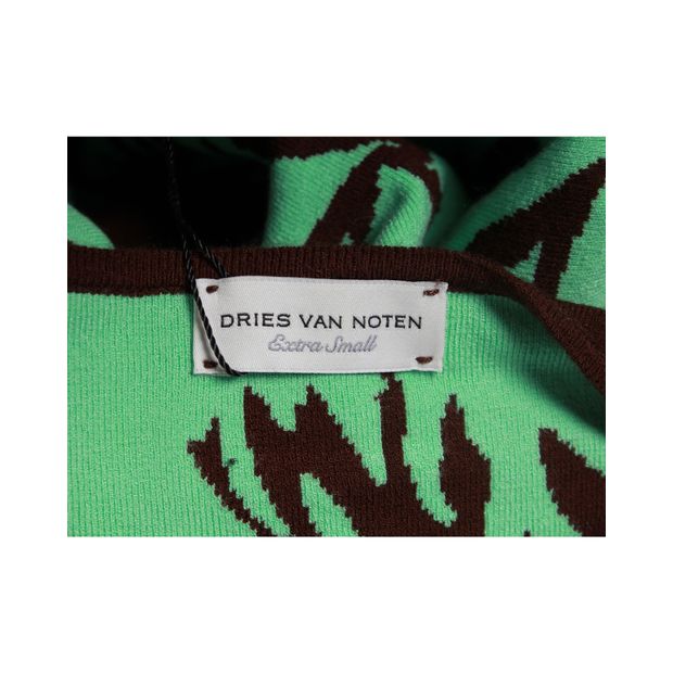 Dries Van Noten Floral Jacquard-knit T-shirt in Green Viscose