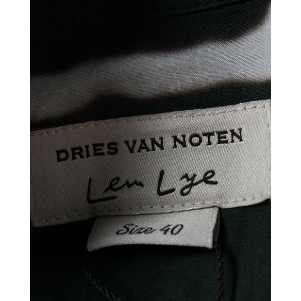 Dries Van Noten Printed Midi Shirt Dress in Multicolor Cotton