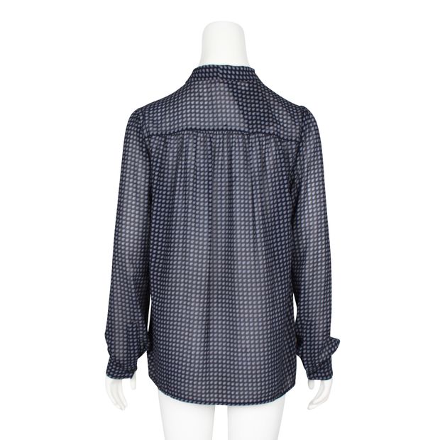 MICHAEL MICHAEL KORS Blue Sheer Shirt with Front Tie