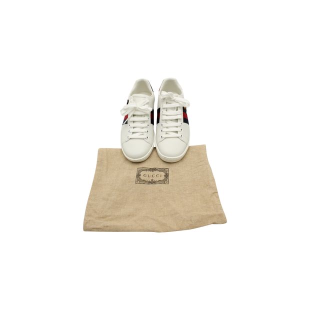 Gucci Ace Embroidered Sneaker In White Leather