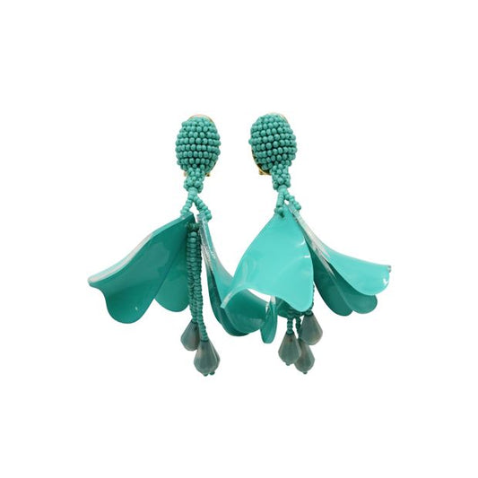 Oscar De La Renta Turquoise Dangling Clip-On Earrings