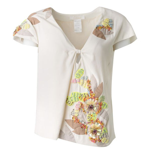 CHLOÉ Butterfly Sequinned Motif Top