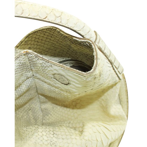 TOD'S Python Skin Cream Large Soft Bag