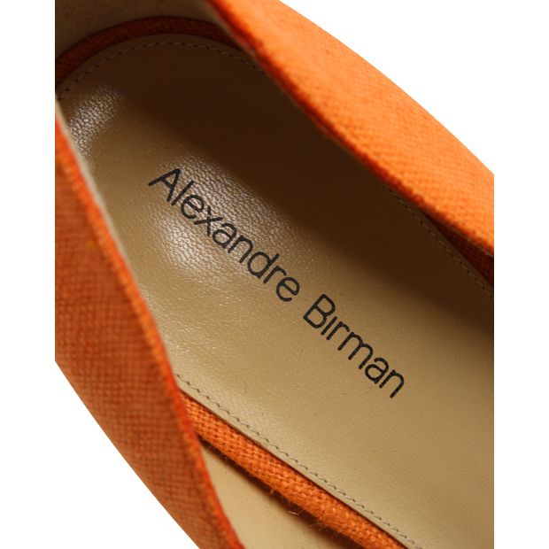 Alexandre Birman Fabric & Cork Stilettos In Pumpkin
