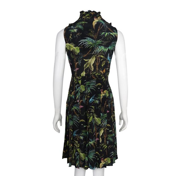 Gucci Tropical Print Dress With Faux Pearls Buttons