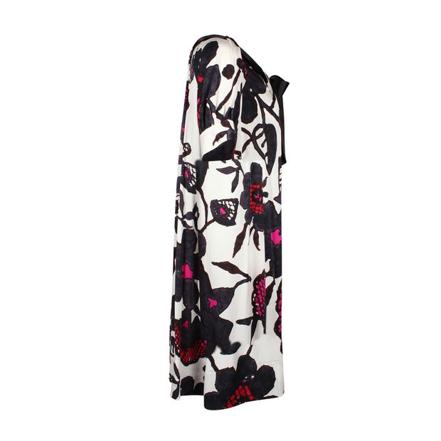 Diane Von Furstenberg Floral Bow Dress in Multicolor Silk