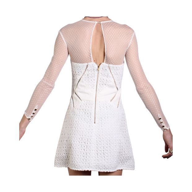 SELF-PORTRAIT Off White Lace Mini Dress