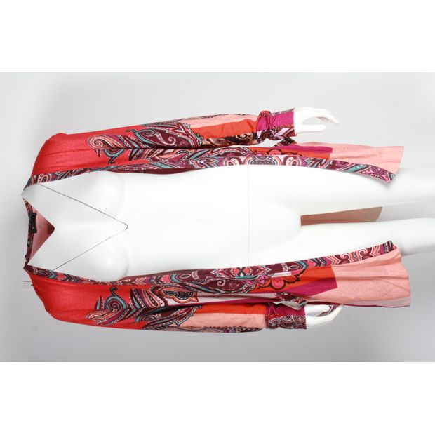 Etro Printed Open-Front Cardigan in Multicolor Silk