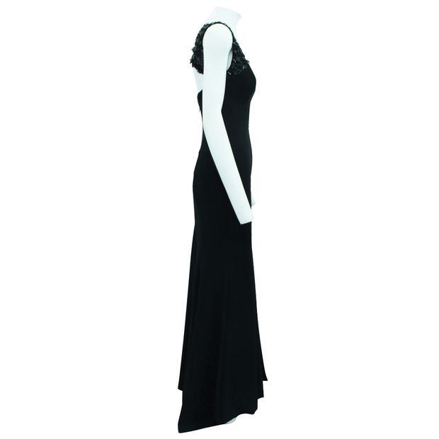 Monique Lhuillier Black Dress With Crystals