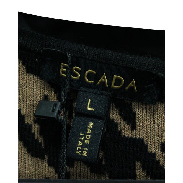 ESCADA Wool Blend Brown/Black Shift Dress