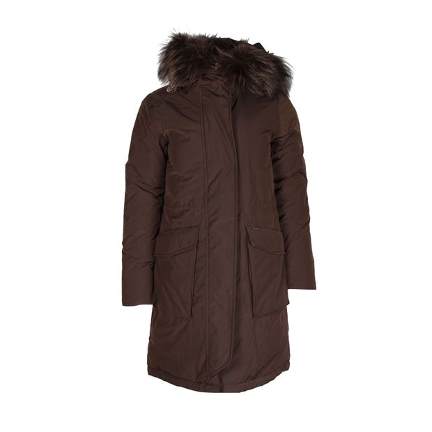 Woolrich John Rich & Bros Brown Fur Trim Coat