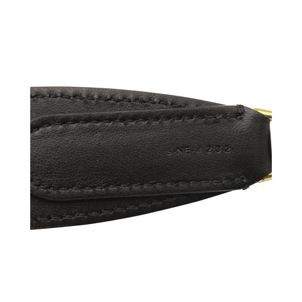 Celine Long Strap in Black Calfskin Leather