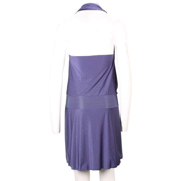 ALBERTA FERRETTI Purple Draped Halterneck Strapless Mini Dress