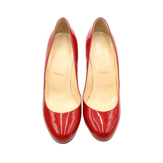 CHRISTIAN LOUBOUTIN Red Fifi 85 Patent Calf Heels