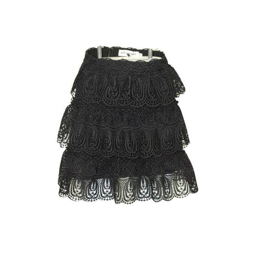 Self-Portrait Black Lace Layered Mini Skirt
