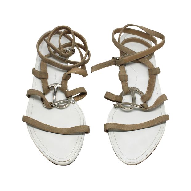 TOD'S White Strapped Buckle Sandals