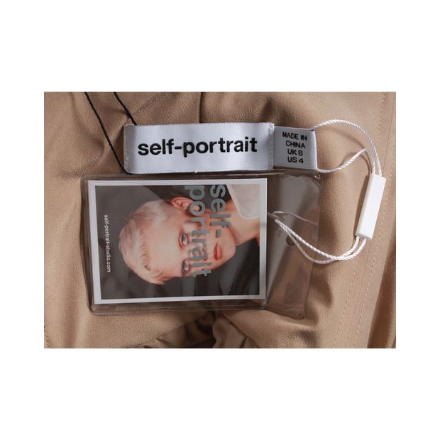 Self-Portrait Beige Poplin Off Shoulder Top