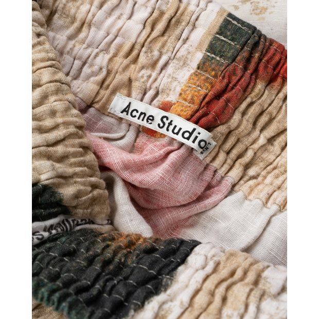 ACNE STUDIOS Acne Studios Natural Supreme Wall Printed Linen Shorts