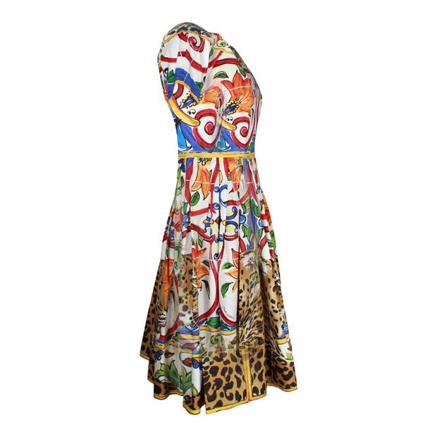Dolce & Gabbana Majolica Dress in Multicolor Cotton
