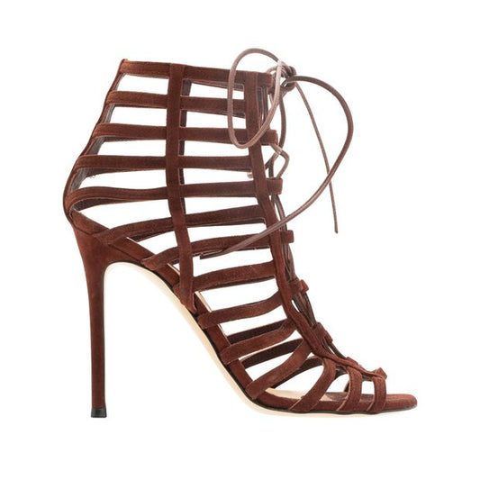 GIANVITO ROSSI Lace Up Caged Gladiator Heel