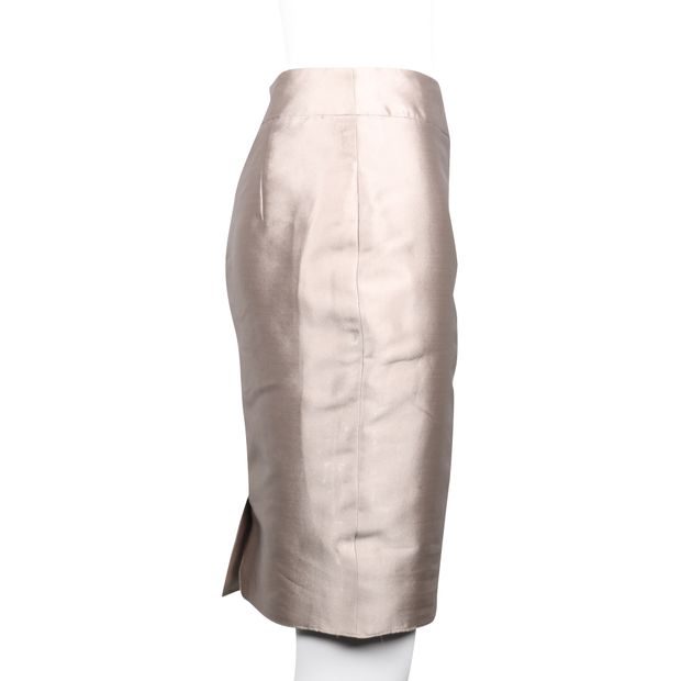 Armani Light Metallic Grey/ Silver Classic Pencil Skirt