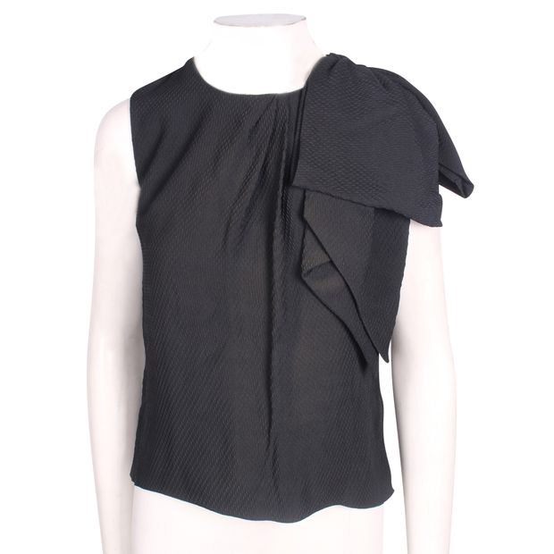 MULBERRY Black Silk Top With Bow