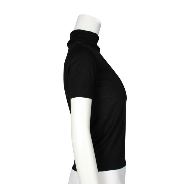 Escada Black Wool, Silk & Cashmere Short Sleeve Sweater