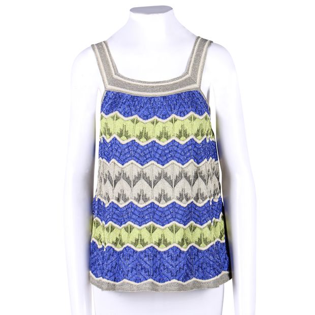 M MISSONI Yellow And Blue Knitted Zig Zag Top