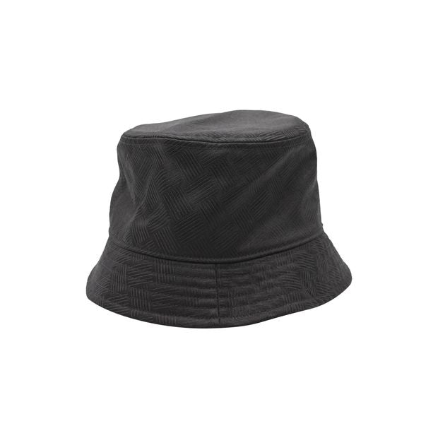 Bottega Veneta Intrecciato Effect Bucket Hat in Black Polyamide