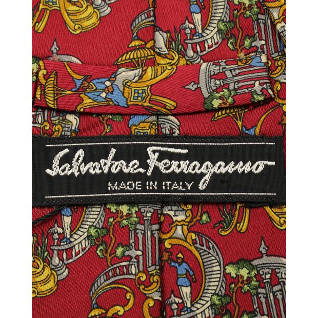 Salvatore Ferragamo Dark Red Print Tie
