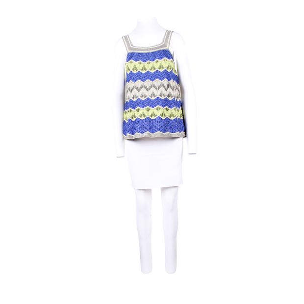 M MISSONI Yellow And Blue Knitted Zig Zag Top