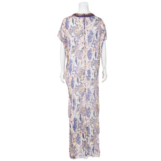 Matthew Williamson Silk Digital Print Dress With Embellished Neckline