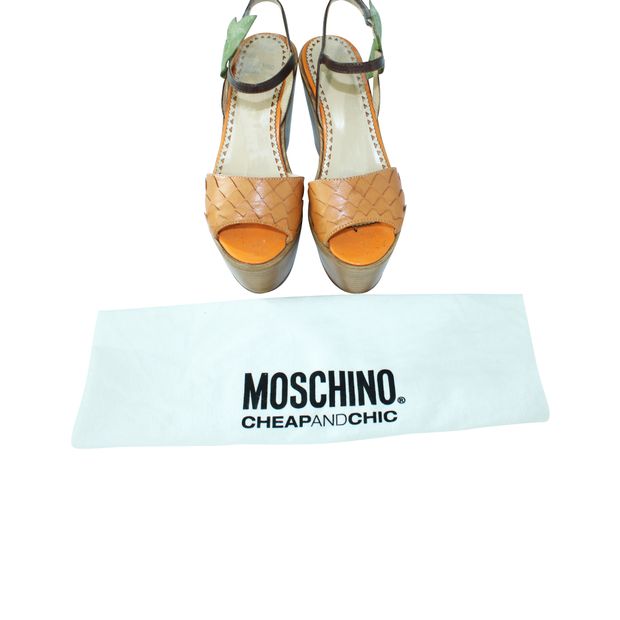 MOSCHINO CHEAP AND CHIC Orange Leather Wedges