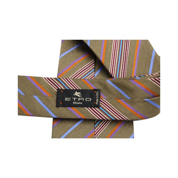 ETRO Brown Multi Striped Tie