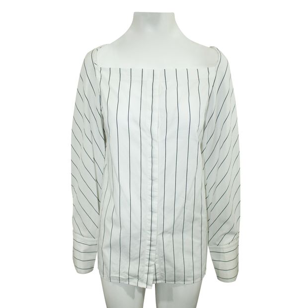 DION LEE White Striped Shirt with Knot at the Back
