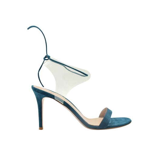 Gianvito Rossi Teal Lbue Pvc Suede Strappy Sandals