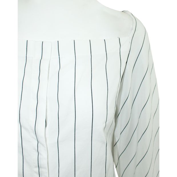 DION LEE White Striped Shirt with Knot at the Back