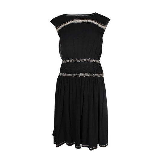 Prada Black Sleeveless Dress With White Stitching Detail
