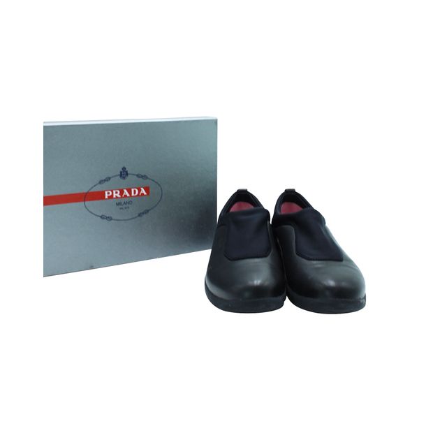 Prada Black Neoprene Slip-On Shoes