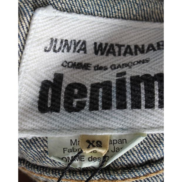 Junya Watanabe Denim Jacket with Shearling Sleeves in Blue Cotton