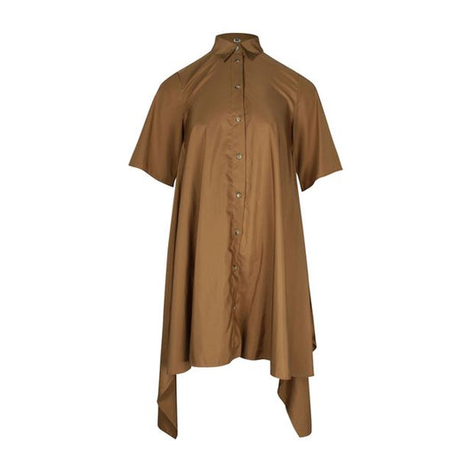 MM6 Maison Margiela High-Low Dress in Brown Polyester