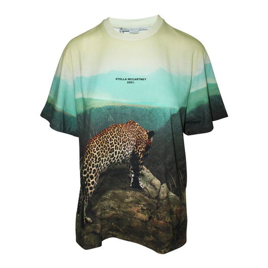 STELLA MCCARTNEY Colorful T-Shirt with Leopard Picture