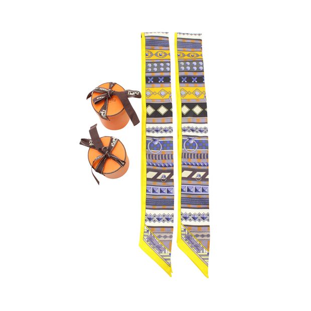 Hermes Twilly Scarf (Set of 2) in Multicolor Silk